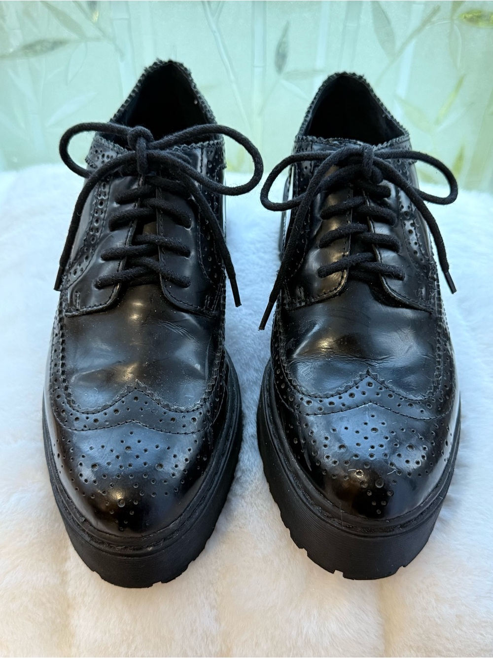 Jeffrey Campbell Black Brogue Oxford Leather Shoes